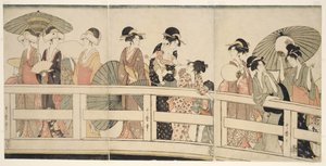 Oben und unten auf der Ryogoku-Brücke von Kitagawa Utamaro