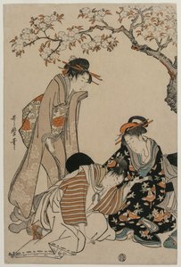 Parodie einer kaiserlichen Kutschenszene von Kitagawa Utamaro