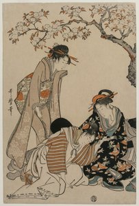 Parodie einer kaiserlichen Kutschenszene von Kitagawa Utamaro