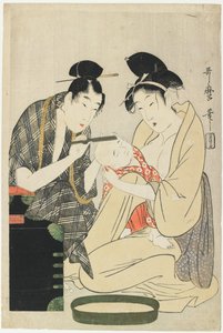 Kopf eines Jungen rasieren, Edo-Periode, ca. 1801 von Kitagawa Utamaro