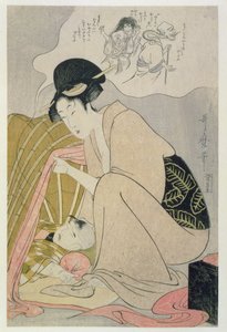 T H Riches 1913. Kind hat einen Albtraum, ca. 1801 von Kitagawa Utamaro