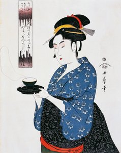 Teestunde, Ukiyo-e Holzschnitt, von Kitagawa Utamaro (1753-1806), Edo-Zeit (1603-1868), Japan von Kitagawa Utamaro