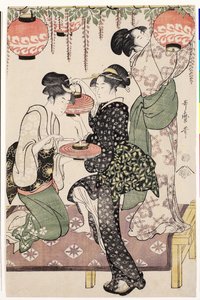 Teestubenmädchen unter einem Wisteria-Spalier, 1795 von Kitagawa Utamaro