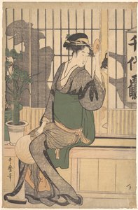 Das Chiyozuru-Teestuben-Schatten auf dem Shoji, 1790er