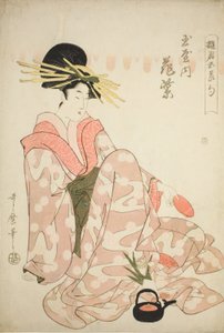 Die Kurtisane Hanamurasaki vom Tamaya, aus der Serie "Kurtisanen der fünf Feste (Yukun gosekku)" von Kitagawa Utamaro