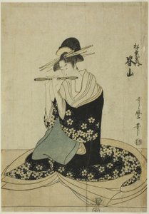 Die Kurtisane Seyama von Matsubaya, aus einer unbetitelten Serie von Kurtisanen von Matsubaya als fünf Musiker