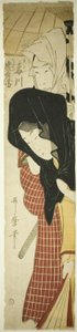 Die Kurtisane Umegawa und Chubei vom Kurierdienst (Umegawa, Chubei) von Kitagawa Utamaro
