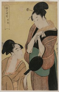 Die Stunde der Schlange aus der Serie Eine Uhr für junge Frauen, ca. 1796 von Kitagawa Utamaro