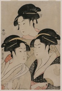 Tomimoto Toyohina, Takashimaya Ohisa und Naniwaya Okita, ca. 1794 von Kitagawa Utamaro