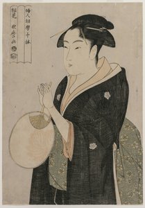 Frau mit Fächer aus der Serie Zehn Aspekte der Physiognomie der Frauen, ca. 1793 von Kitagawa Utamaro