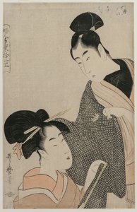 Frau misst den Mantel eines Mannes aus der Serie Zwölf Berufe der Frauen, späte 1790er Jahre