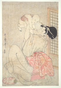 Frau und Baby von Kitagawa Utamaro
