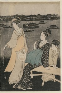 Frauen genießen die Abendkühle in der Nähe der Ryogoku-Brücke von Kitagawa Utamaro