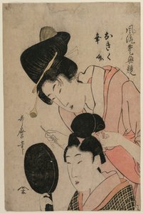 Die Liebenden Okiku und Kozuke (aus der Serie Ein eleganter Vergleich von charmanten Merkmalen) von Kitagawa Utamaro II