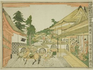 Akt II (Nidanme), aus der Serie "Perspektivbilder des Lagers der treuen Vasallen (Uki-e kanadehon Chushingura)"