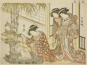 Kurtisanen von Maruya, aus dem Buch "Spiegel der schönen Frauen der Vergnügungsviertel (Seiro bijin awase sugata kagami)," Bd. 2 von Kitao Shigemasa