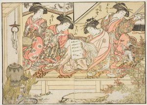 Kurtisanen von Matsubaya, aus dem Buch "Spiegel der schönen Frauen der Vergnügungsviertel (Seiro bijin awase sugata kagami)," Bd. 2 von Kitao Shigemasa