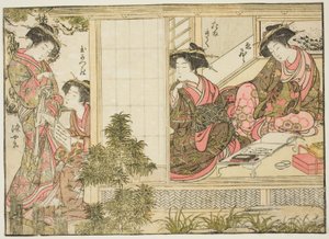 Kurtisanen von Oebuji, aus dem Buch "Spiegel der schönen Frauen der Vergnügungsviertel (Seiro bijin awase sugata kagami)," Bd. 2