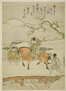Überquerung der Brücke bei Sano von Kitao Shigemasa