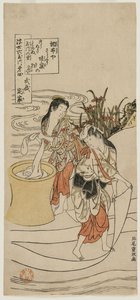 Der Chofu Tama-Fluss in der Provinz Musashi, ca. 1770 von Kitao Shigemasa