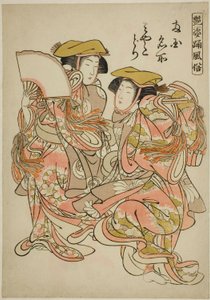 Der Austernfischer-Tanz (Miyakodori), aus der Serie "Schöne Tanzbräuche (Adesugata odori fuzoku)" von Kitao Shigemasa