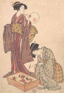 Zwei Frauen füttern Fische, 1739-1820