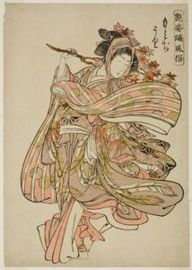 Betrachtung von Ahornblättern (Momijigari), aus der Serie "Tanzbräuche fesselnder Figuren (Adesugata odori fuzoku)" von Kitao Shigemasa