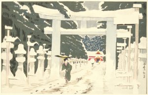 Starker Schneefall am Toshogu-Schrein in Ueno