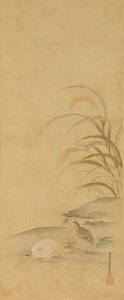 Wachtel und Hirse, spätes 17. Jahrhundert von Kiyohara Yukinobu