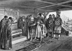 Iziaslav II. Mstislawitsch und Wjatscheslaw I. Wladimirowitsch, 1890 von Klavdiy Vasilievich Lebedev