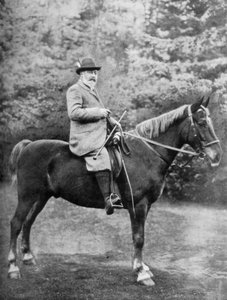 König Edward VII reitet zu den Deckungen in Sandringham, Norfolk, um 1902-1910, 1910 von Knights Whittome