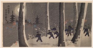 Große erbitterte Schlacht im Schnee bei Niuzhuang von Kobayashi Kiyochika
