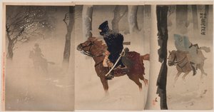 Späher in der Nähe von Nuizhuang in einer verschneiten Nacht von Kobayashi Kiyochika