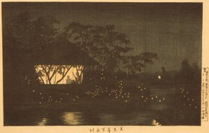 Der Fluss Koromo unterhalb des Tennōji-Tempels von Kobayashi Kiyochika