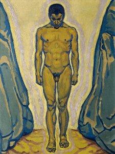 Stehender männlicher Akt zwischen Felsen, ca. 1915 von Koloman Moser