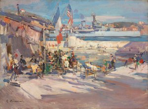 Café in einem französischen Hafen von Konstantin Alekseevich Korovin