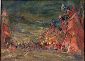 Das Militärlager der Polowzer. Dekor für die Oper "Fürst Igor" von Alexander Borodin von Konstantin Alekseevich Korovin