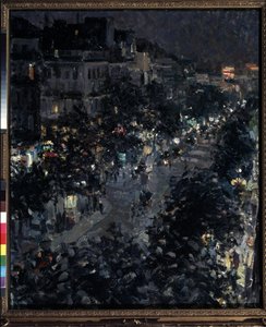 Paris bei Nacht, Boulevard des Italiens von Konstantin Alekseevich Korovin