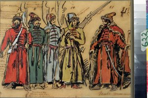 Kostümentwurf für die Oper Chowanschtschina von M. Mussorgski von Konstantin Alekseevich Korovin