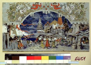 Bühnenbildentwurf für das Ballett Das bucklige Pferdchen von C. Pugni von Konstantin Alekseevich Korovin