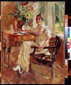 Eine Frau in einem Sessel von Konstantin Alekseevich Korovin