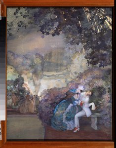 Pierrot und eine Frau. (Flirt auf einem Maskenball)