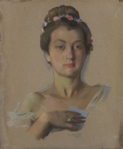 Porträt von Alexandra Levchenko, 1934 von Konstantin Andreevic Somov