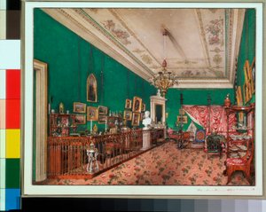 Interieurs des Winterpalastes - Das Schlafzimmer der Großfürstin Maria Nikolajewna von Konstantin Andreyevich Ukhtomsky