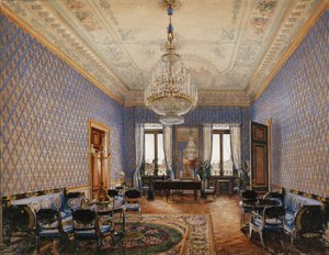 Interieurs des Winterpalastes. Das Wohnzimmer der Großprinzessin Maria Nikolajewna, 1837 von Konstantin Andreyevich Ukhtomsky