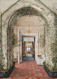 Innenräume des Winterpalastes. Der kleine Wintergarten in den Apartments von Alexandra Fjodorowna, Mitte des 19. Jahrhunderts