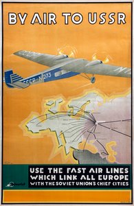 Mit dem Flugzeug in die UdSSR Poster der Intourist-Gesellschaft, 1934 von Konstantin Bor Ramensky