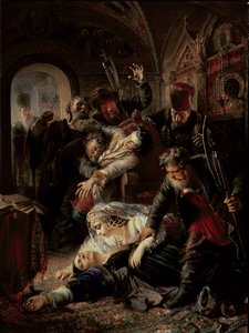 Mord an Zar Boris Fyodorevich Godunovs Sohn durch angeheuerte Mörder von Konstantin Egorovich Makovsky