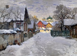 Winternacht, eine Ecke von Pskow