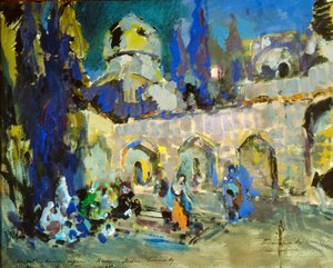 Tanz, Bühnenbild für Cesare Pugnis Ballett Das kleine Buckelpferd, 1912 von Konstantin Alekseevich Korovin